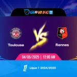 Soi kèo Toulouse vs Rennes 00h00 ngày 04/5/2025 - Ligue 1